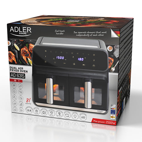 Avanceret Airfryer med Dobbelt Skuffe og 10 Programmer - 8 Liter