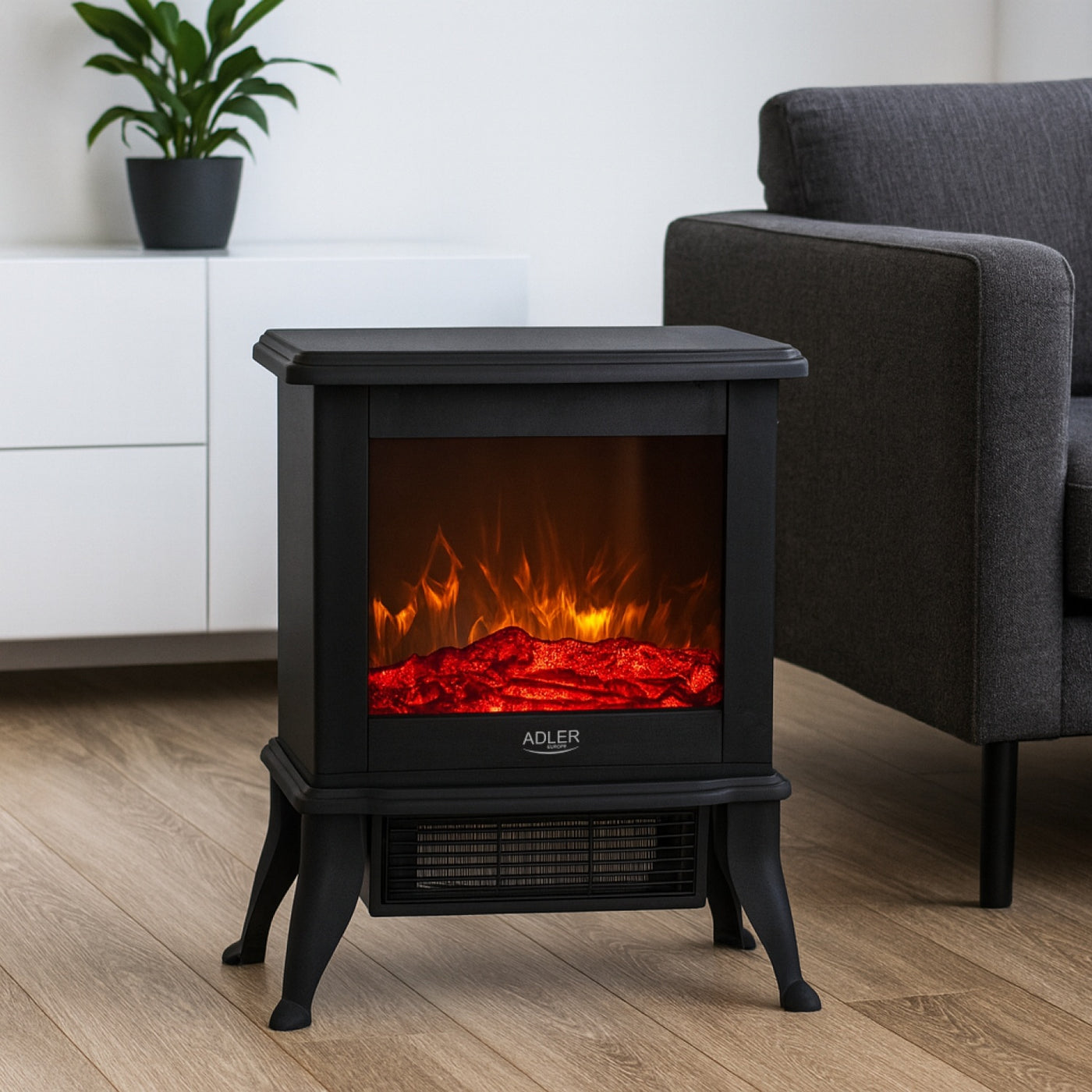 Pejs Elektrisk med 3D flammeeffekt – kompakt og stilfuld varmeovn