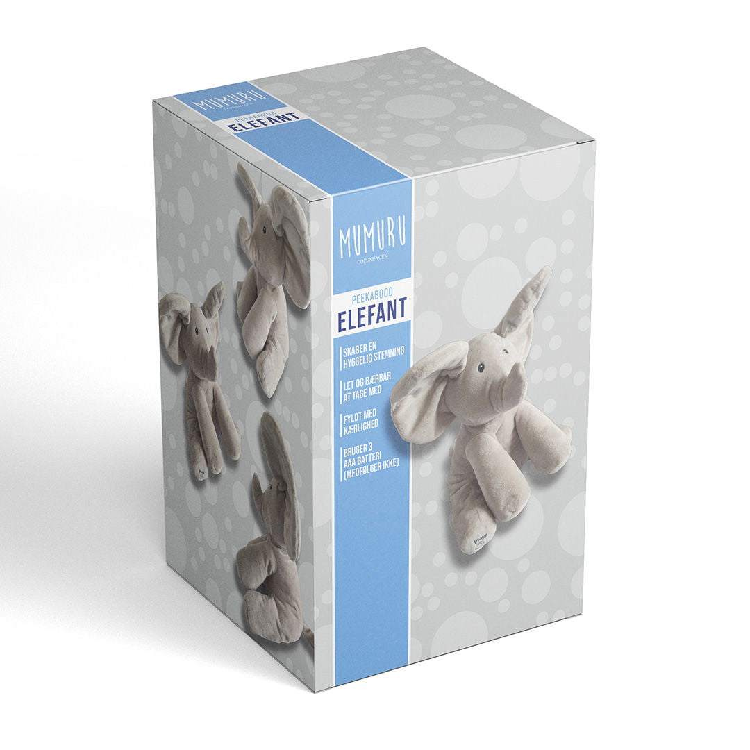 Elefant krammebamse  Musik og Bevægelige Ører – 24 cm