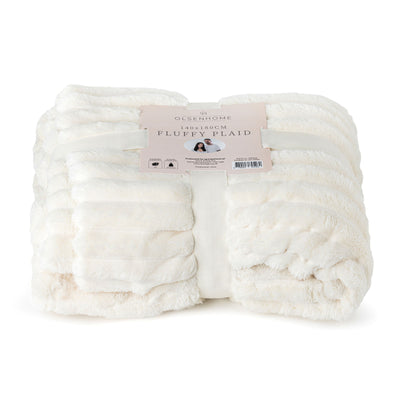 Fluffy Plaid i Råhvid – Ultra-Blød Luksus