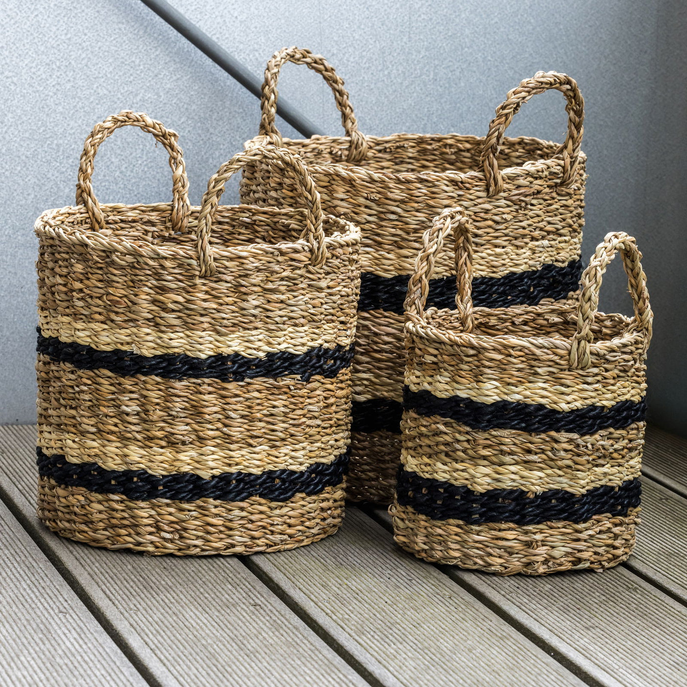 Kurvesæt 3 stk i Søgræs med Dekorative Striber