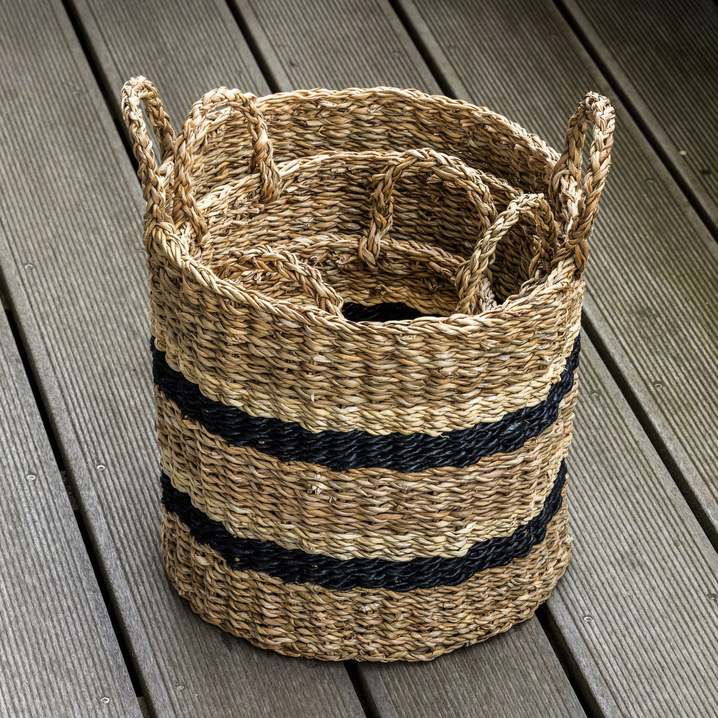 Kurvesæt 3 stk i Søgræs med Dekorative Striber