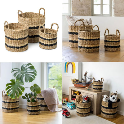 Kurvesæt 3 stk i Søgræs med Dekorative Striber