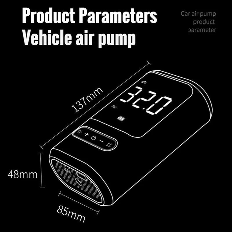 Dækpumpe, powerbank,  2 x 2.000 mAh battericeller
