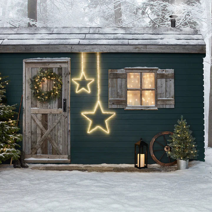 Stjerneformet Hængedekoration med 180 LED-lys – Perfekt til hygge i Haven