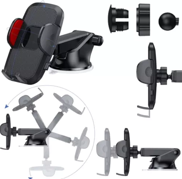 Mobilholder til Bil – 360° Rotation og Teleskoparm