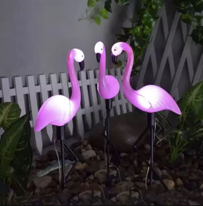 Solcelle flamingoer 3 stk. med lys