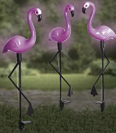 Solcelle flamingoer 3 stk. med lys