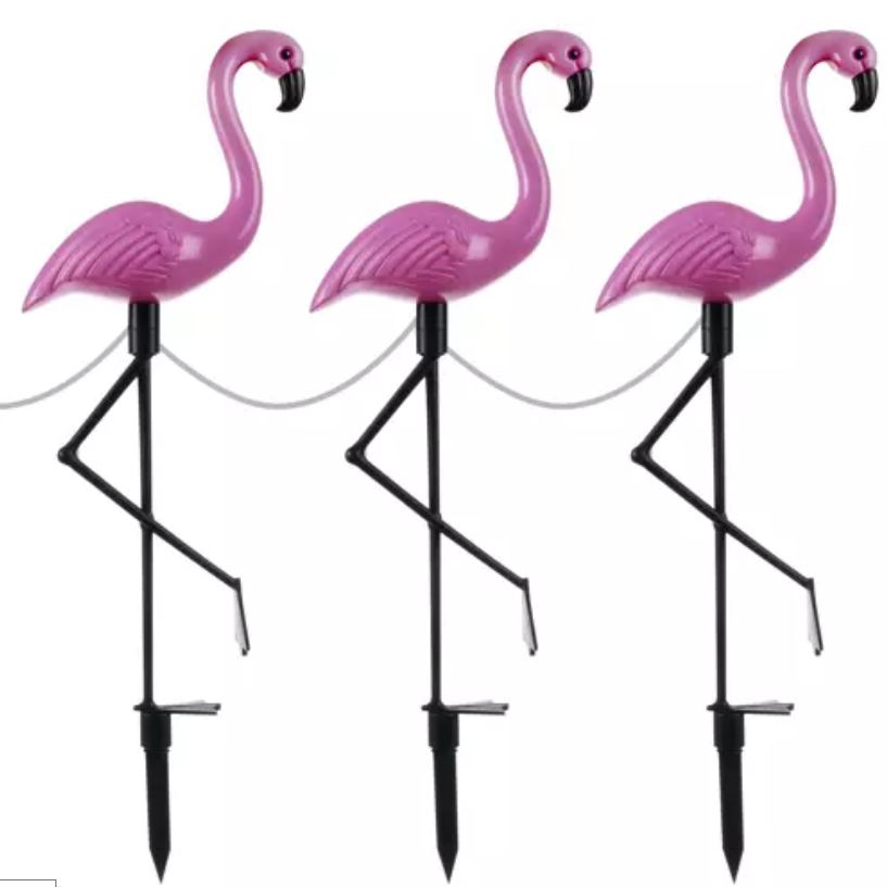 Solcelle flamingoer 3 stk. med lys