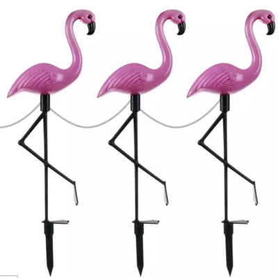 Solcelle flamingoer 3 stk. med lys