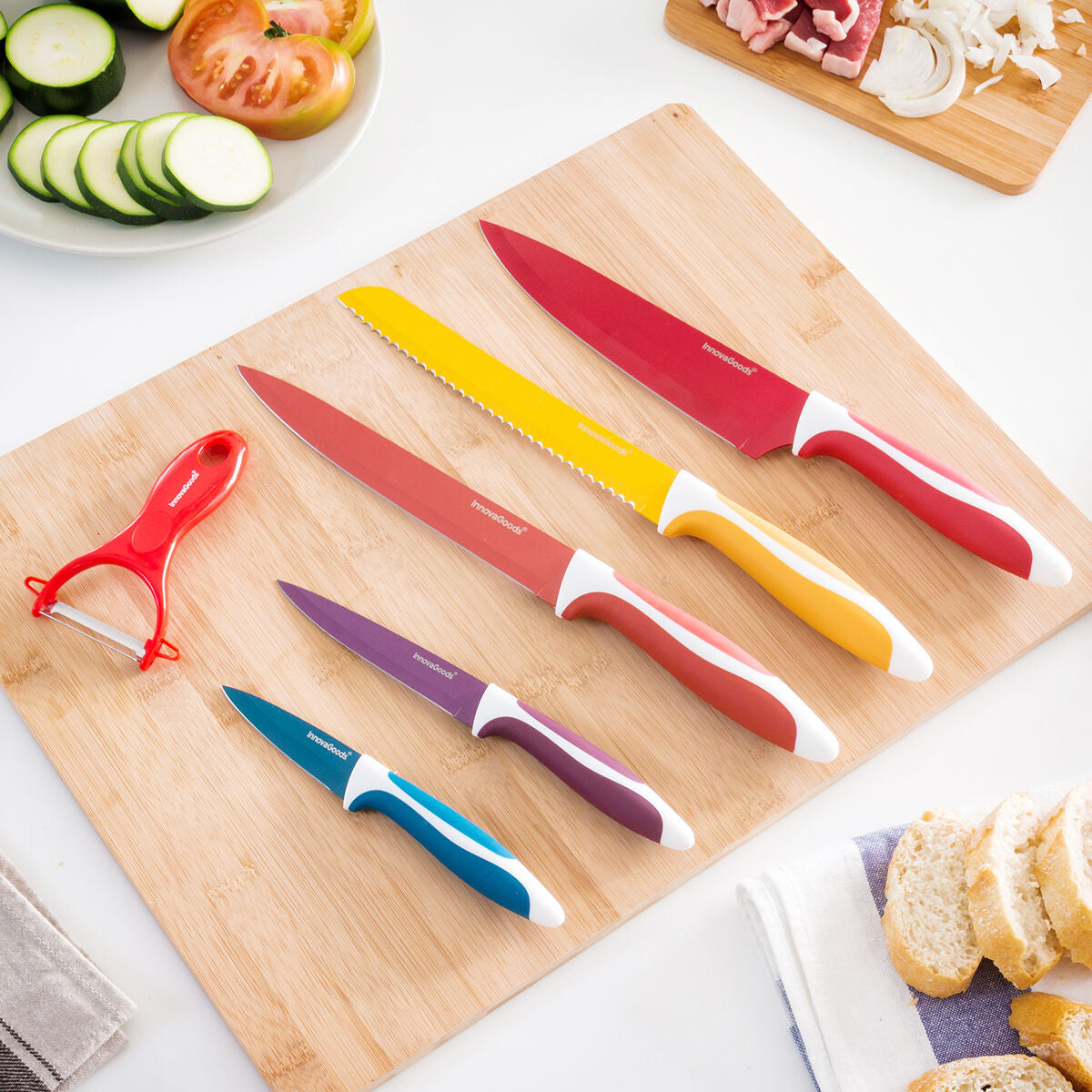 Keramiske Knive og Skræller Knoolvs InnovaGoods 6 Dele