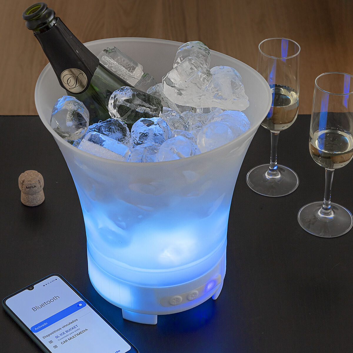 LED-kubus med genopladelig højtaler Sonice InnovaGoods
