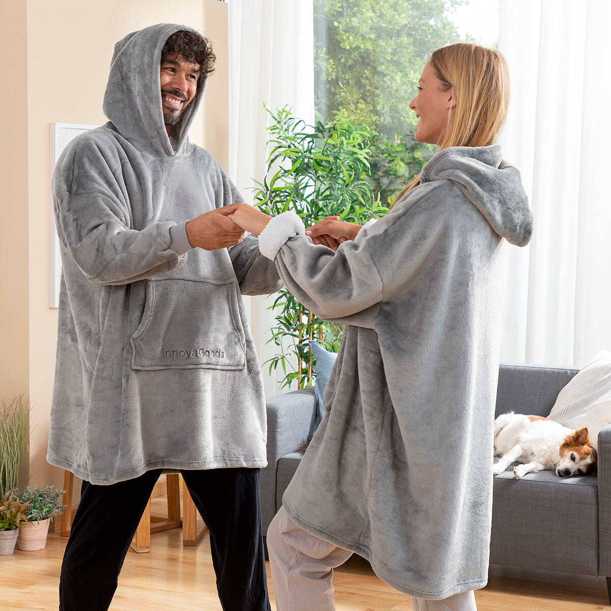 Oversized Tæppe med Fleece for og Ærmer – Perfekt til Hygge og Varme