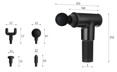 Massage pistol med 4 hoveder
