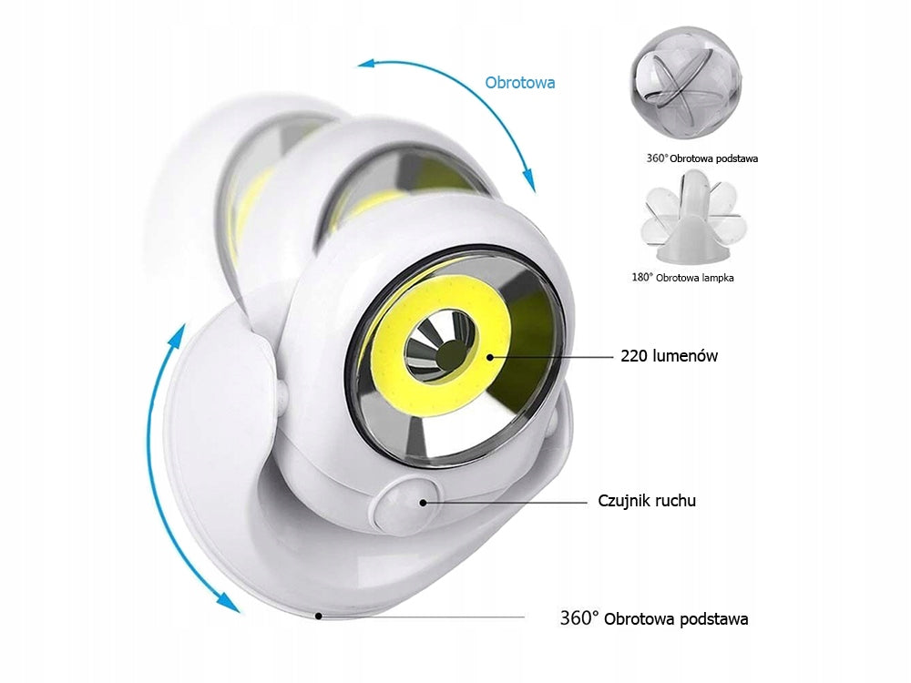 LED 360 Batterilampe med Bevægelsesdetektor