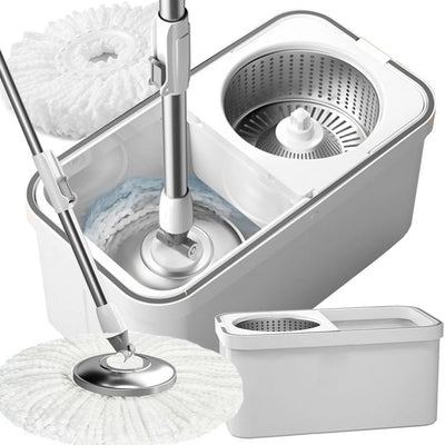 360 Roterende Moppe med 2x Mikrofiberpads - Effektiv og Ergonomisk Rengøring
