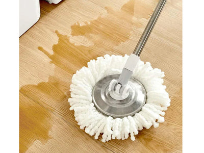 360 Roterende Moppe med 2x Mikrofiberpads - Effektiv og Ergonomisk Rengøring