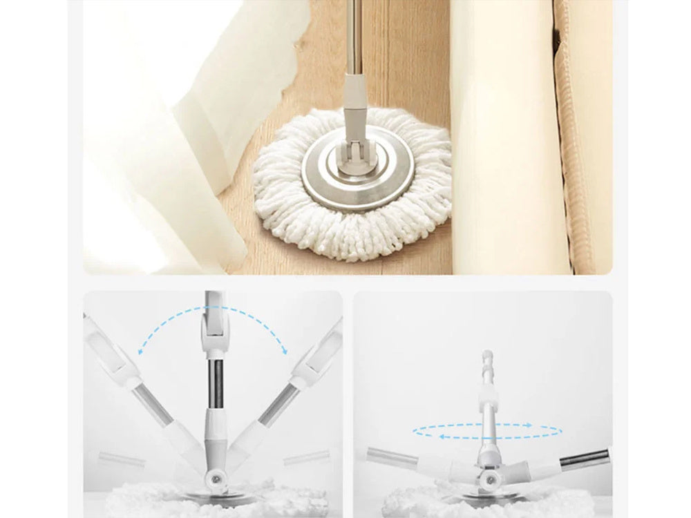 360 Roterende Moppe med 2x Mikrofiberpads - Effektiv og Ergonomisk Rengøring