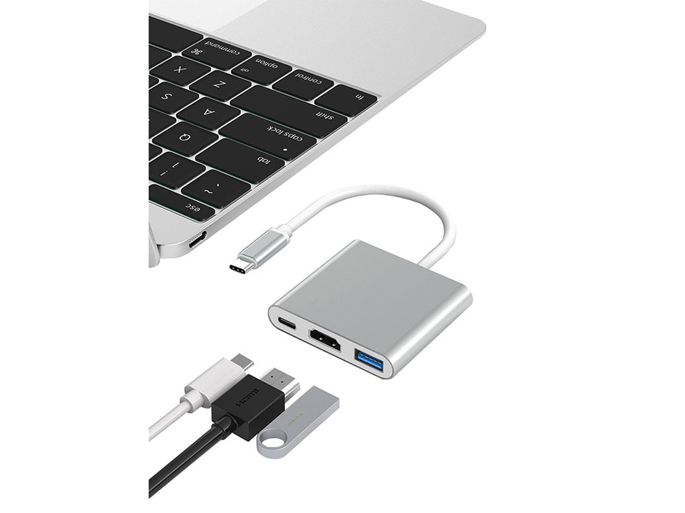 3-i-1 USB-C Adapter Hub med USB 3.0 og HDMI 4K