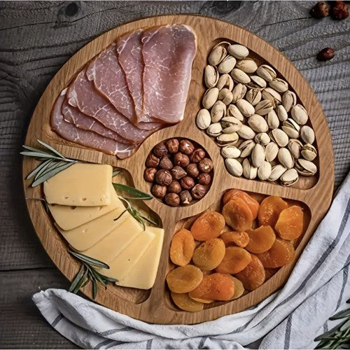 Rotérbar Serveringsbræt i Bambus - Perfekt til Ost, Snacks og Tapas