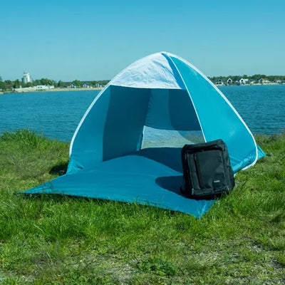 Pop-Up Strandtelt til 2 Personer med Myggenet - Blå og Hvid