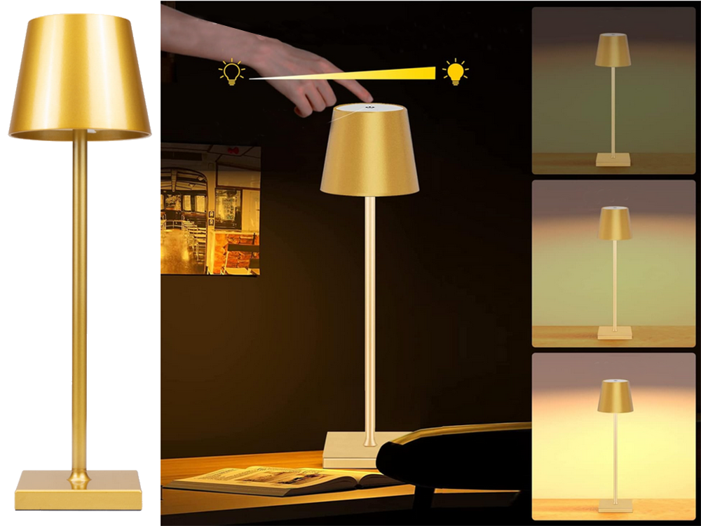 Natbordslampe med Touch 3-Trins Lysindstilling: Varm, Neutral, Kold - USB-Genopladelig!
