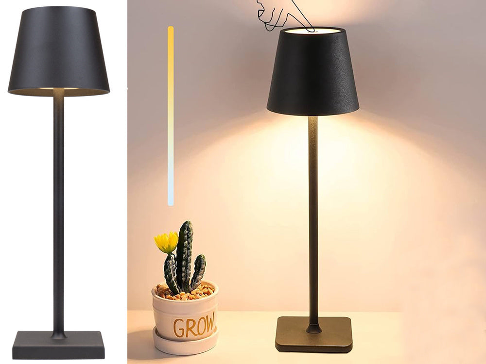 Natbordslampe med Touch 3-Trins Lysindstilling: Varm, Neutral, Kold - USB-Genopladelig!