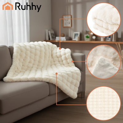 Ultra blødt - bamse blødt Tæppe, hvid, 160×100 cm – lækkert & klar til hverdagens hygge