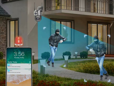 Udendørs overvågningskamera med to Linser, 4G & WiFi – Roterende, 6MP, nattesyn & bevægelsesdetektor