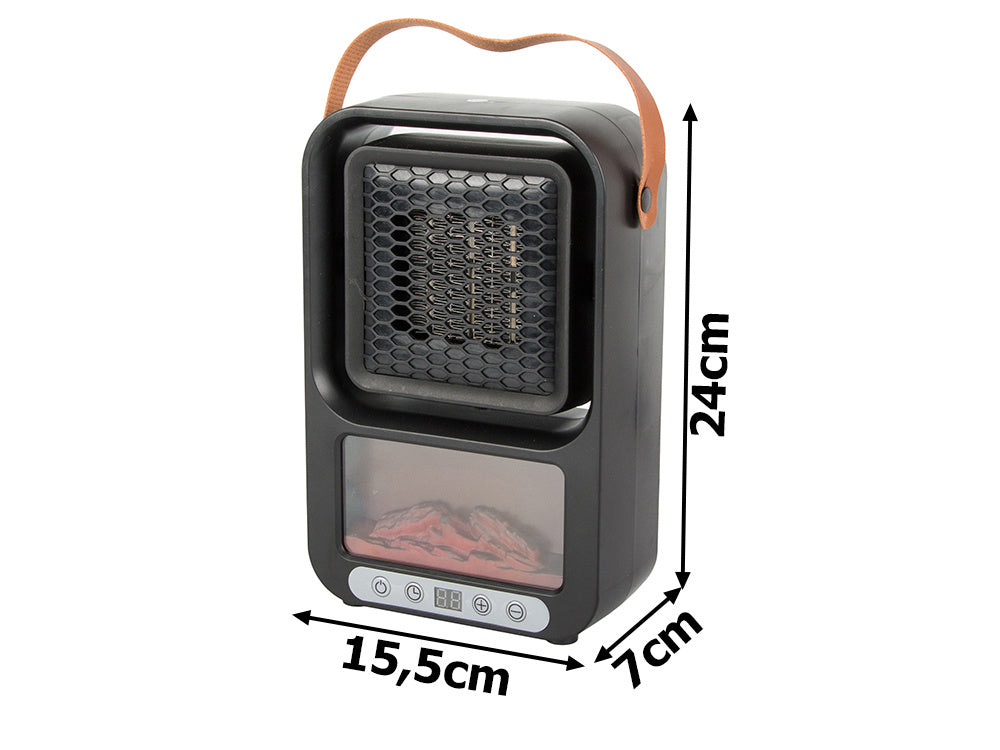 Elektrisk Thermo Varmeblæser med LED Pejs - 500W