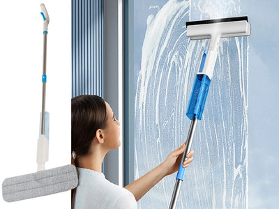 Fladmoppe med Spray og Vinduesvasker