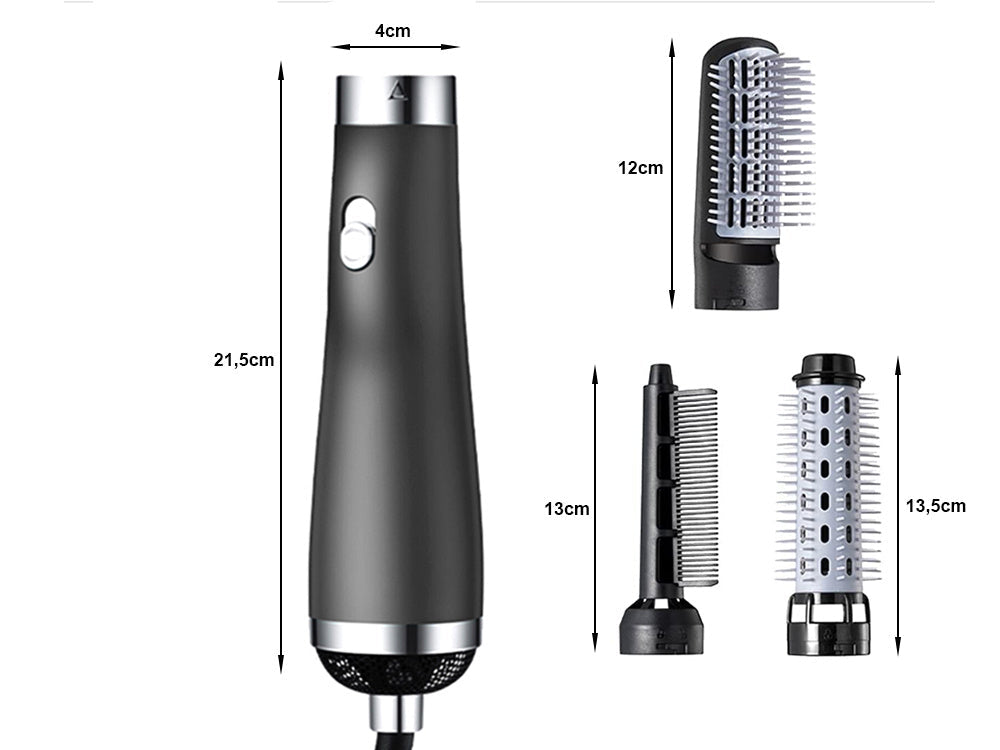 Multifunktionelt 3-i-1 Styling Kit: Hårtørrer, Krøllejern og Hårbørste