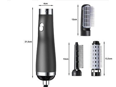Multifunktionelt 3-i-1 Styling Kit: Hårtørrer, Krøllejern og Hårbørste