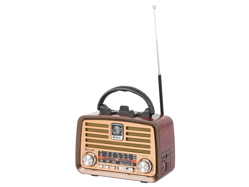 Bærbar Retro Radio med FM/AM, Bluetooth og USB Genopladning