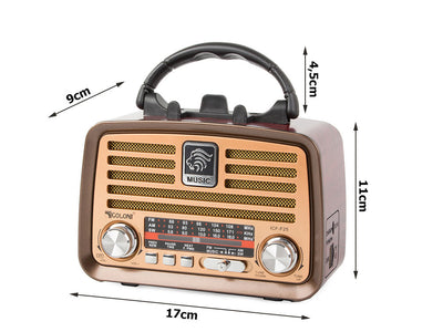 Bærbar Retro Radio med FM/AM, Bluetooth og USB Genopladning