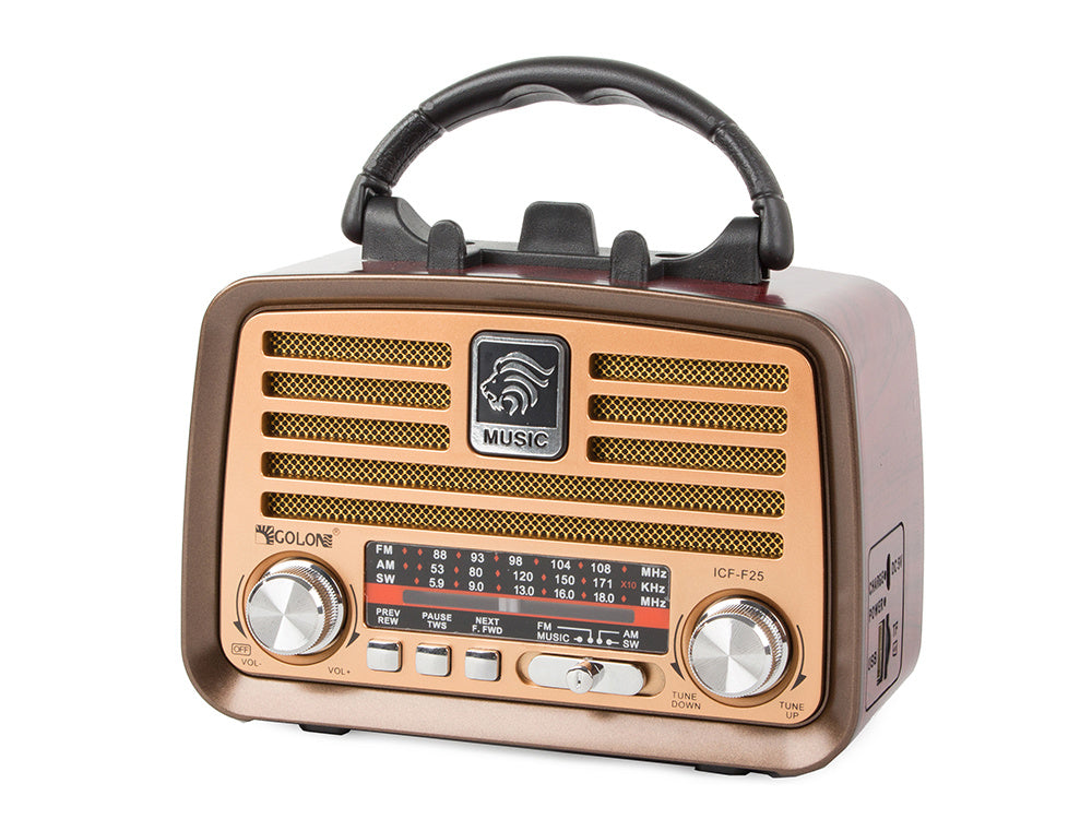 Bærbar Retro Radio med FM/AM, Bluetooth og USB Genopladning
