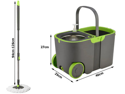 360 Roterende Moppe med Spand og 2x Mikrofiberpads - Din Allround Rengøringsløsning