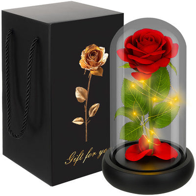 Evigheds rose i Glas med LED-lys  – Elegant Gaveæske