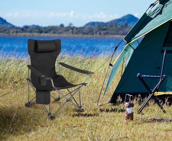 Sammenklappelig Campingstol med Bæretaske - Sort