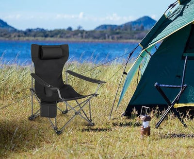 Sammenklappelig Campingstol med Bæretaske - Sort
